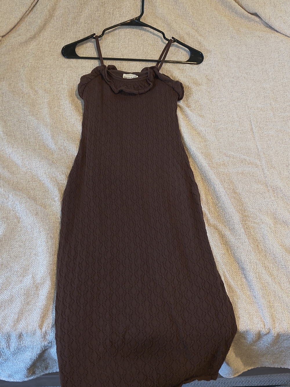 Women’s Brown Sleeveless Ruffle Neck Dress